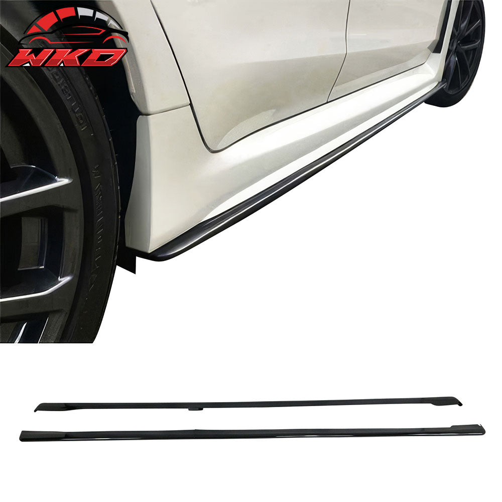 Fits 15-21 Subaru WRX STI 4PCS Side Skirts PP Painted #D4S Crystal Black Silica