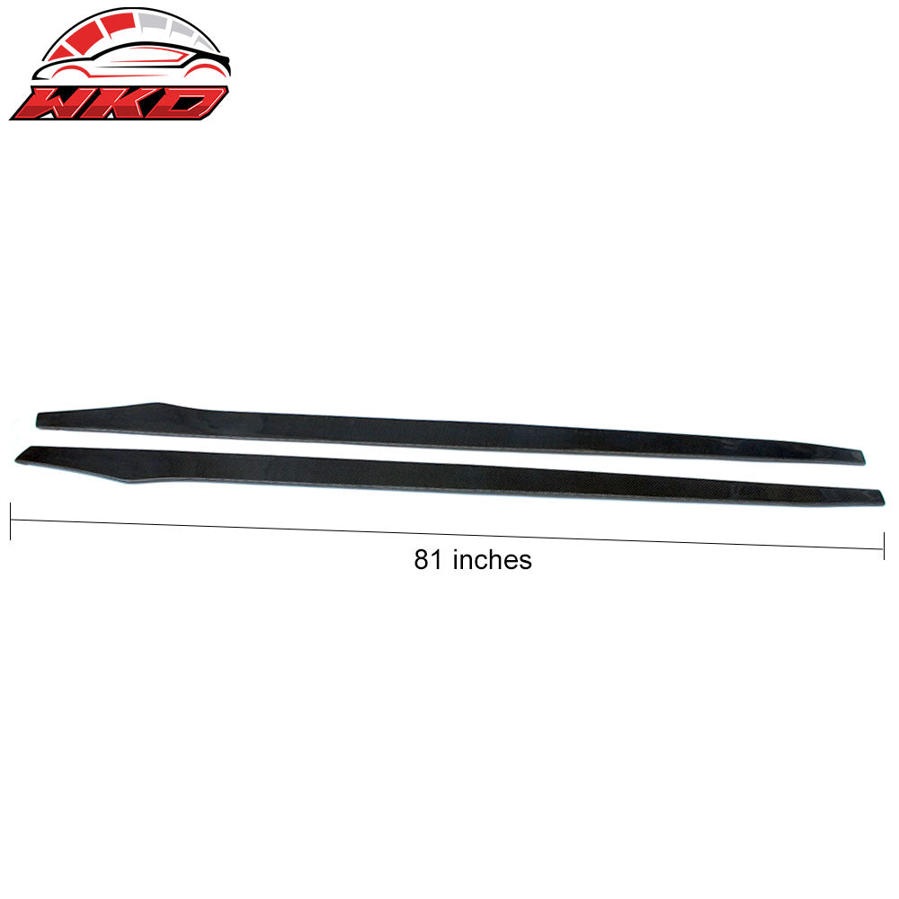 Fits Universal 81" 2PCS Side Skirts Extension Rocker Panel Bottom Carbon Fiber