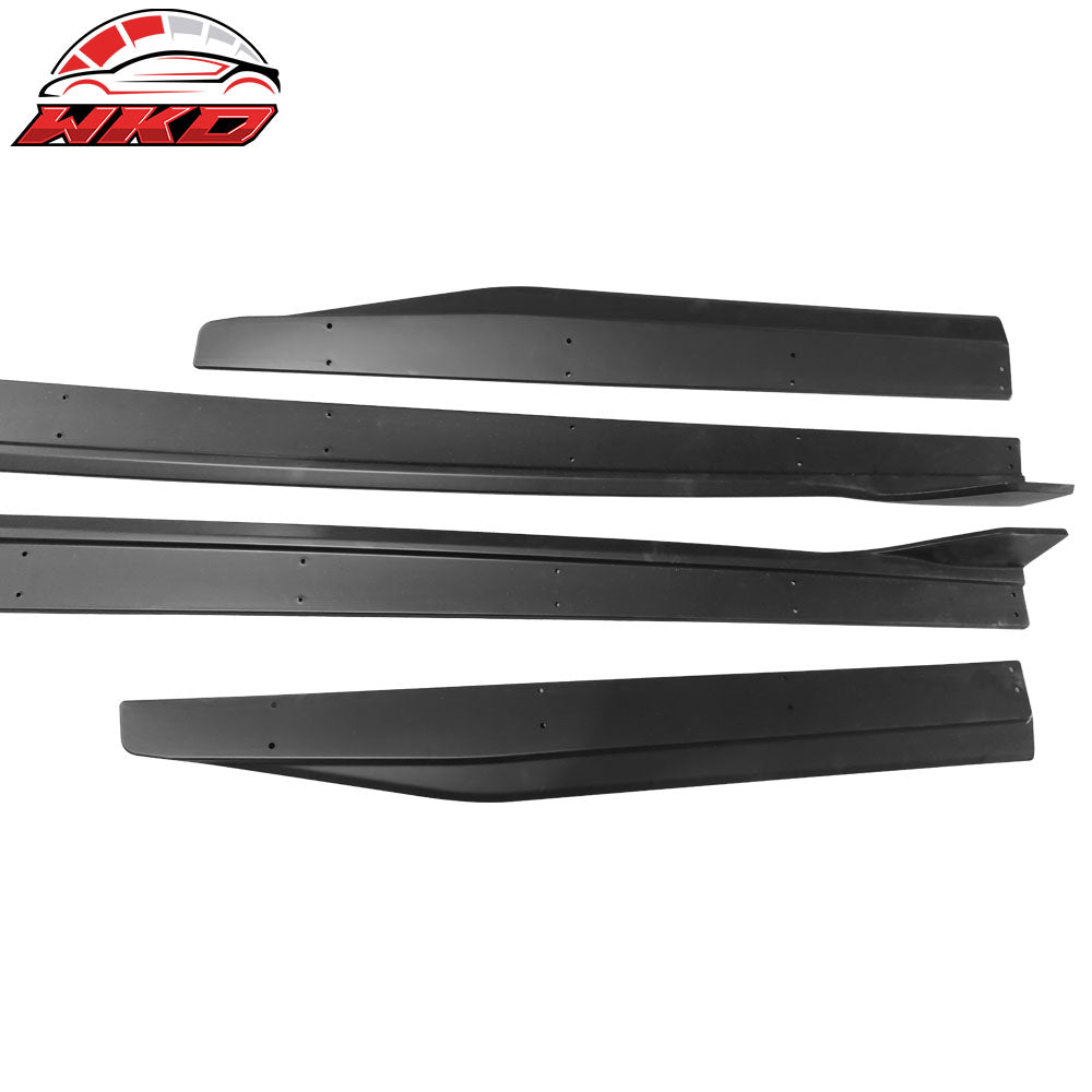 Fits 15-23 Ford Mustang GT500 Style 4PCS Side Skirts Rocker Panel Matte Black