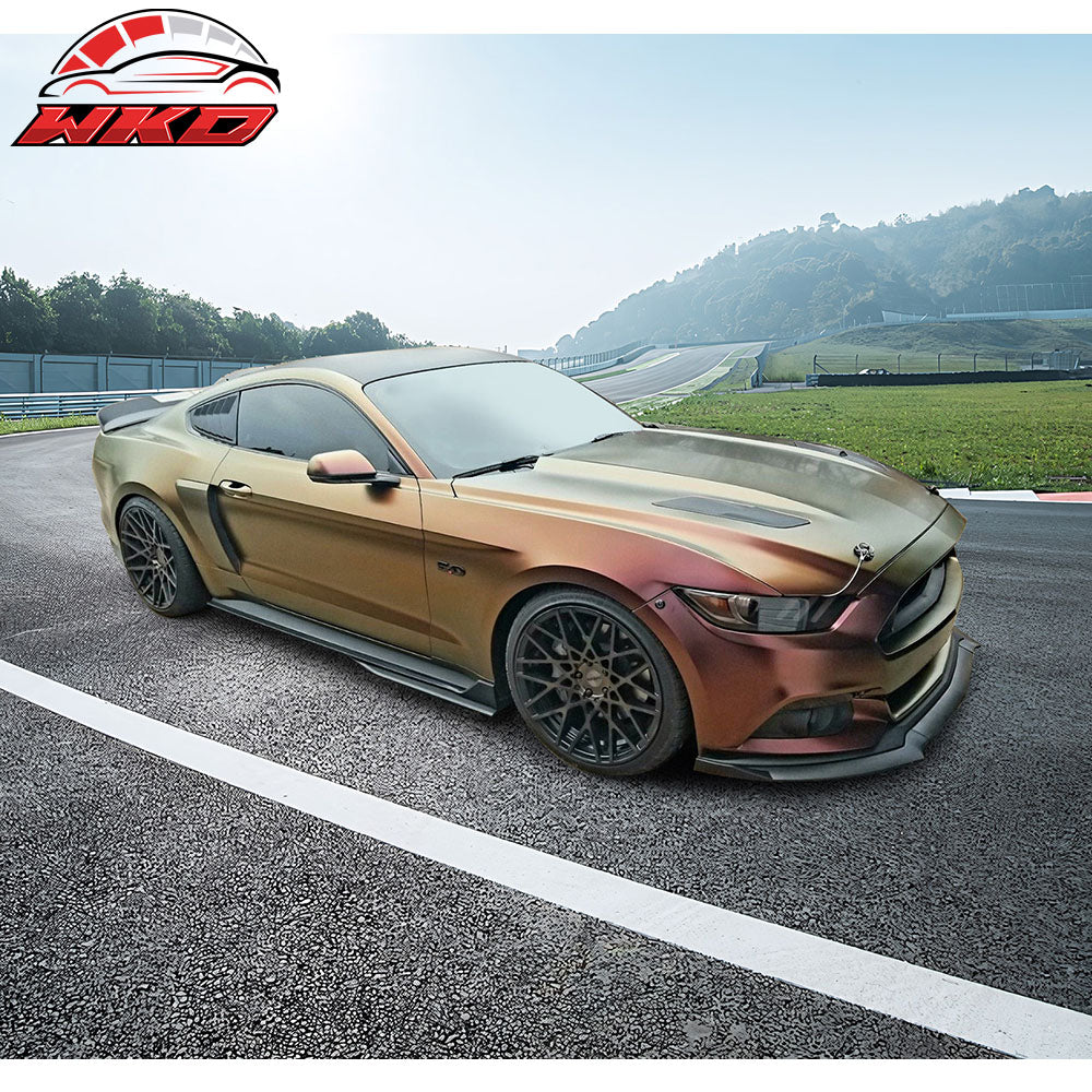 Fits 15-23 Ford Mustang GT500 Style 4PCS Side Skirts Rocker Panel Matte Black