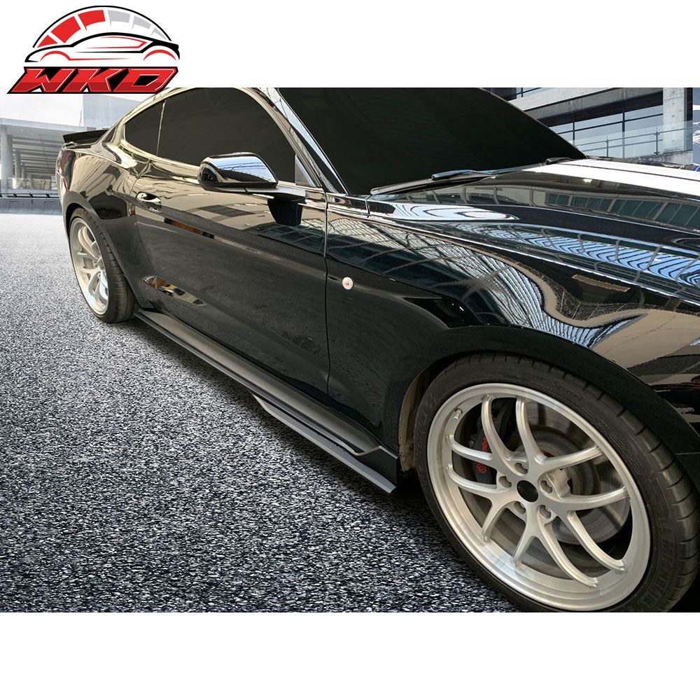 Fits 15-23 Ford Mustang GT500 Style 4PCS Side Skirts Rocker Panel Matte Black