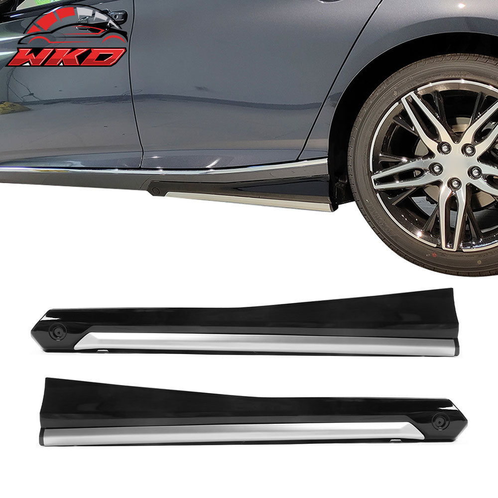 Fits 18-22 Honda Accord Sedan 4Dr 4PCS Side Skirts Rocker Panel PP Gloss Black