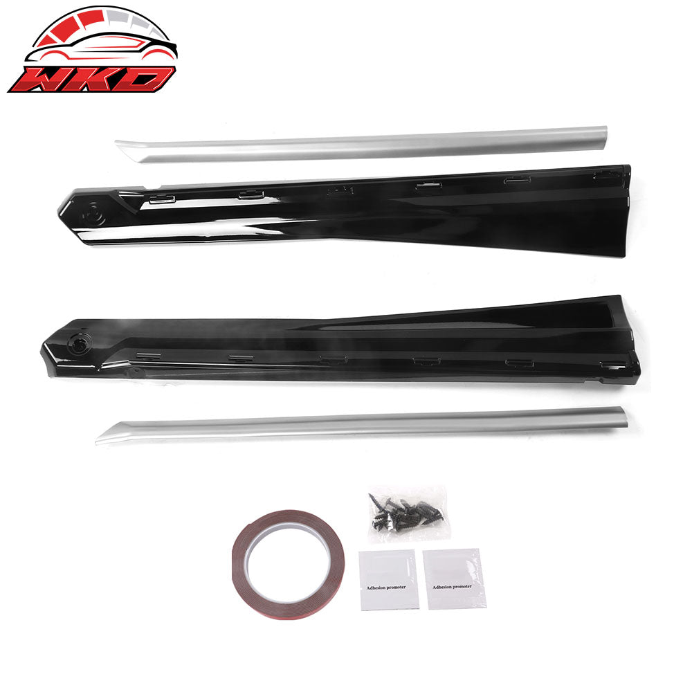 Fits 18-22 Honda Accord Sedan 4Dr 4PCS Side Skirts Rocker Panel PP Gloss Black