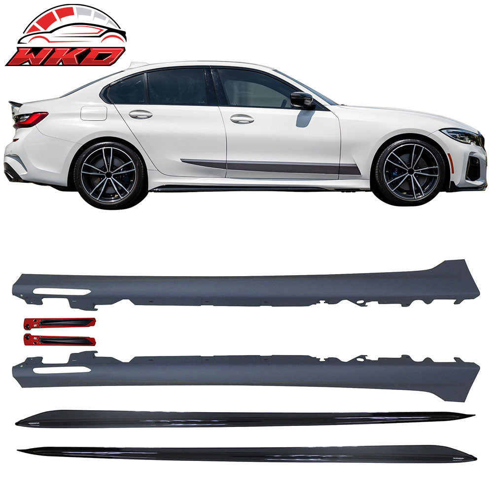Fits 19-26 BMW 3 Series G20 MP Style Side Skirts & Rocker Panel w/ Ambient Light