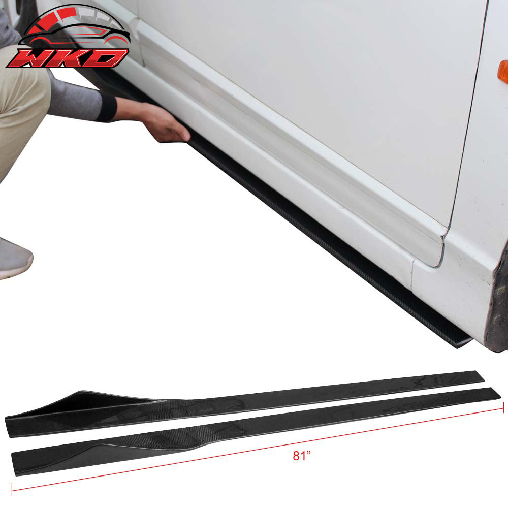 Universal 81" 2PC Factory D Style Side Skirts Extension Splitter Carbon Fiber CF