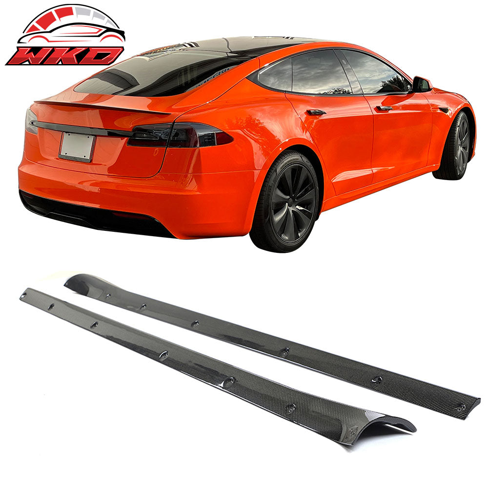 Fits 21-25 Tesla Model S Revozport Gloss Carbon Fiber Side Skirts Splitter Panel
