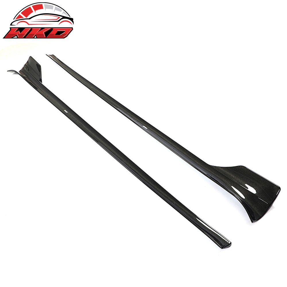 Fits 21-25 Tesla Model S Revozport Gloss Carbon Fiber Side Skirts Splitter Panel