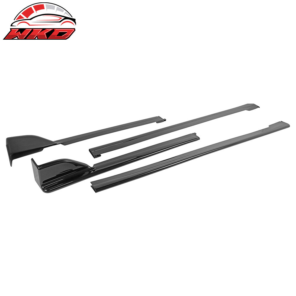Fits 15-21 Subaru WRX STI Style 4PCS Side Skirts #D4S Crystal Black Silica Pearl