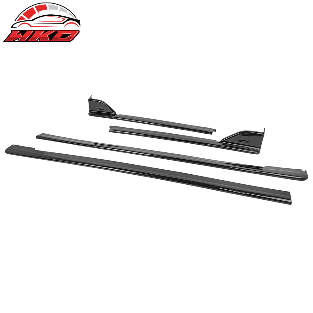 Fits 15-21 Subaru WRX STI Style 4PCS Side Skirts #D4S Crystal Black Silica Pearl