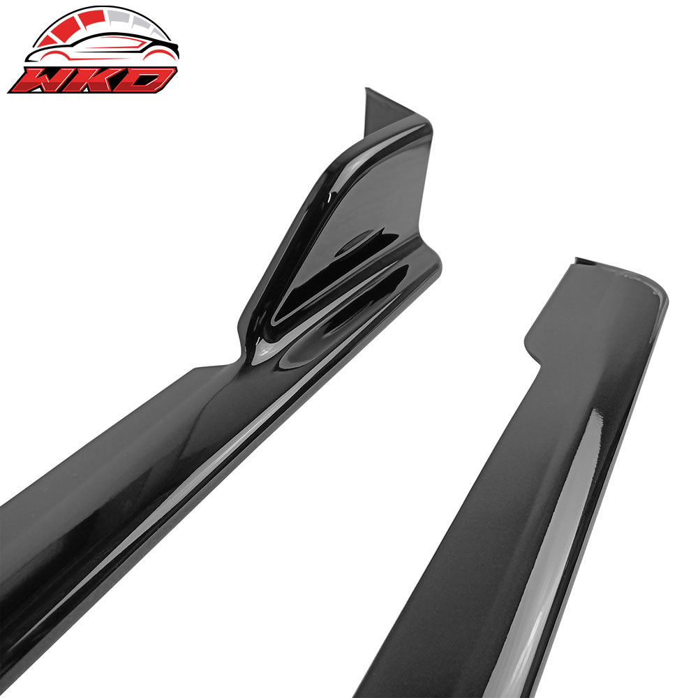 Fits 15-21 Subaru WRX STI Style 4PCS Side Skirts #D4S Crystal Black Silica Pearl