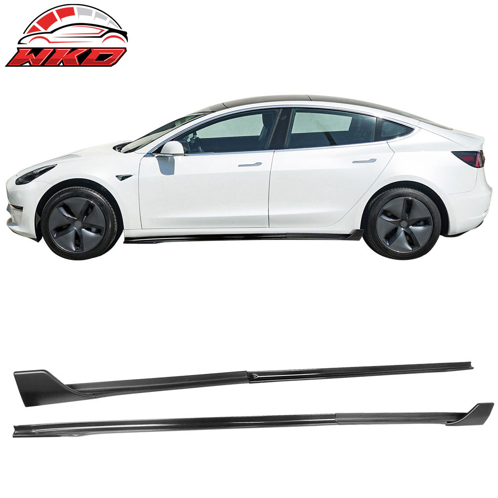 Fits 17-25 Tesla Model 3 V Style 6PCS Side Skirts Extension Panel PP Matte Black