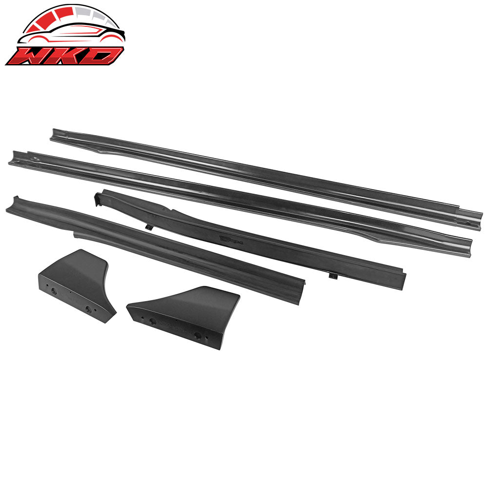 Fits 17-25 Tesla Model 3 V Style 6PCS Side Skirts Extension Panel PP Matte Black