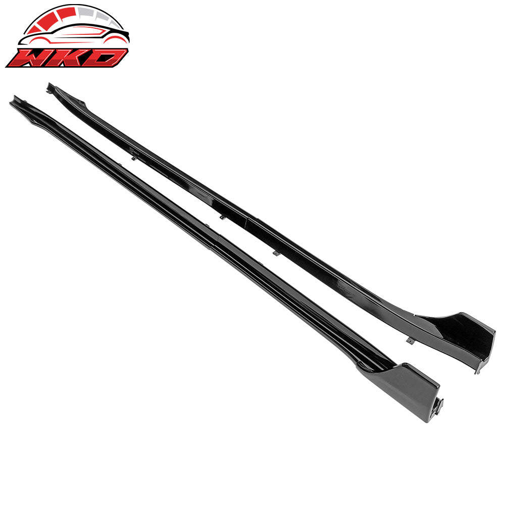 Fits 17-25 Tesla Model 3 Side Skirts Extension V Style Gloss Black Rocker Panel