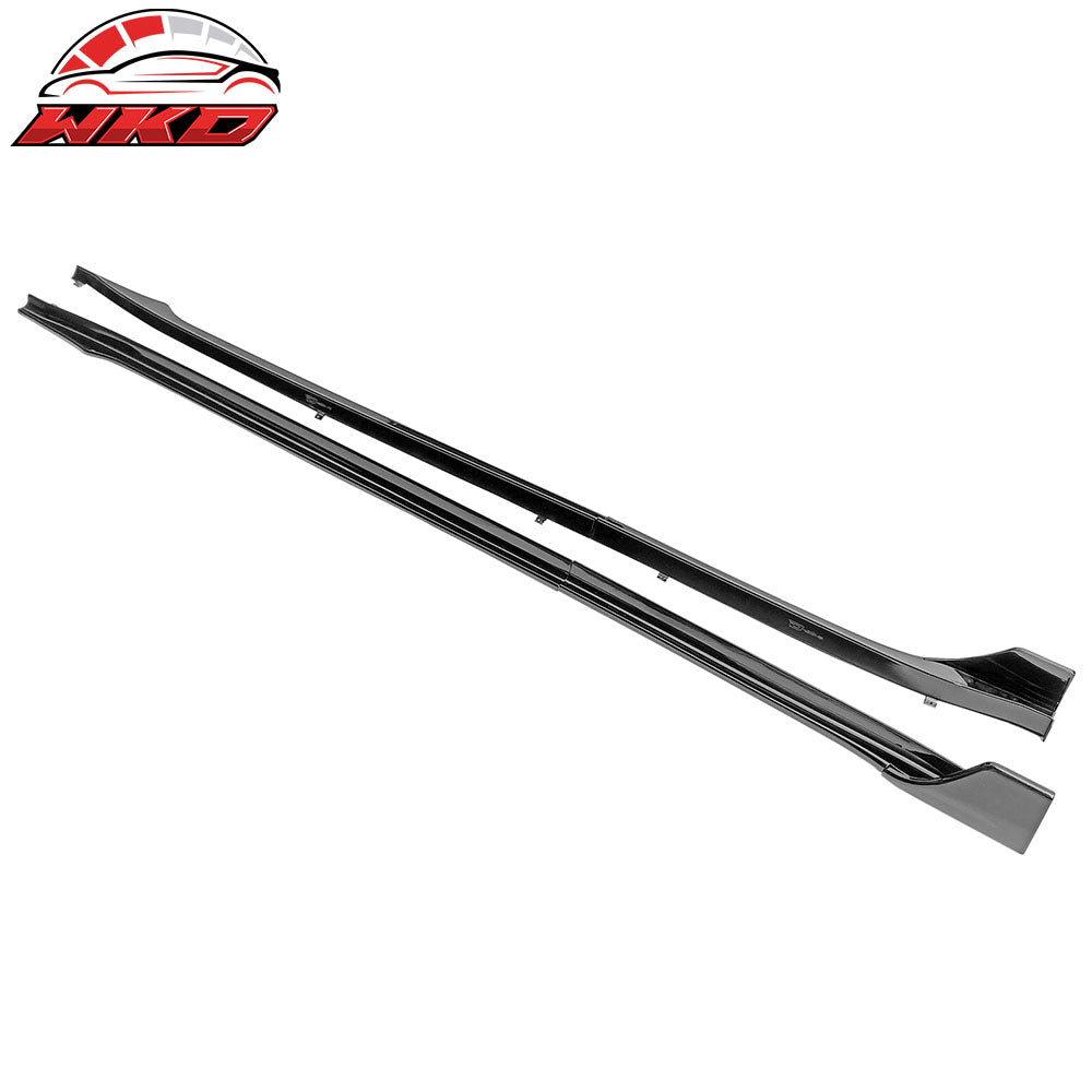 Fits 17-25 Tesla Model 3 Side Skirts Extension V Style Gloss Black Rocker Panel