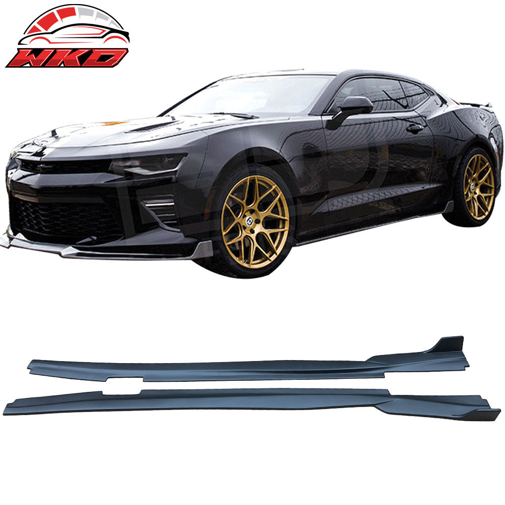Fits 16-24 Chevy Camaro Ikon Style Side Skirts Extension Unpainted Black PP