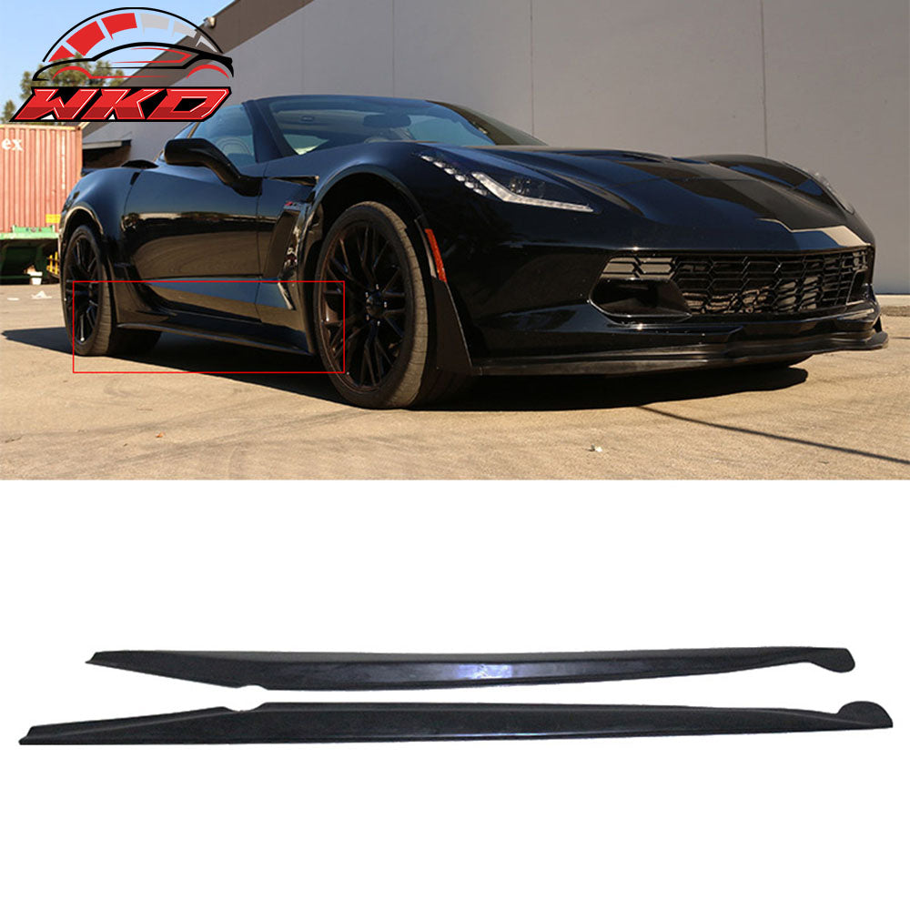 Fits 14-19 Chevy Corvette C7 Stingray Pair Side Skirts Extension PU