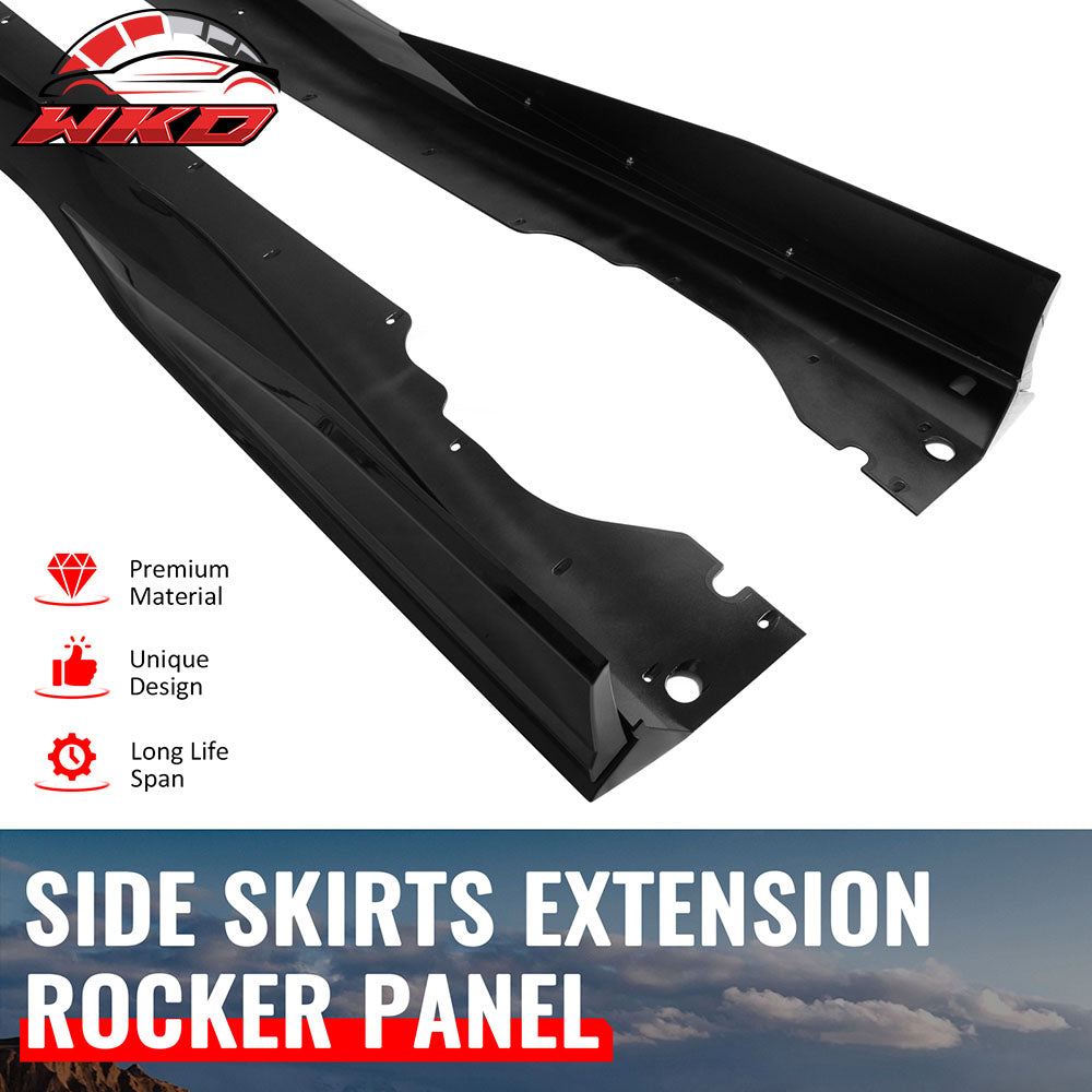 Fits 20-25 Chevy Corvette C8 IKON V1 A Style Gloss Black Side Skirt Extension PP
