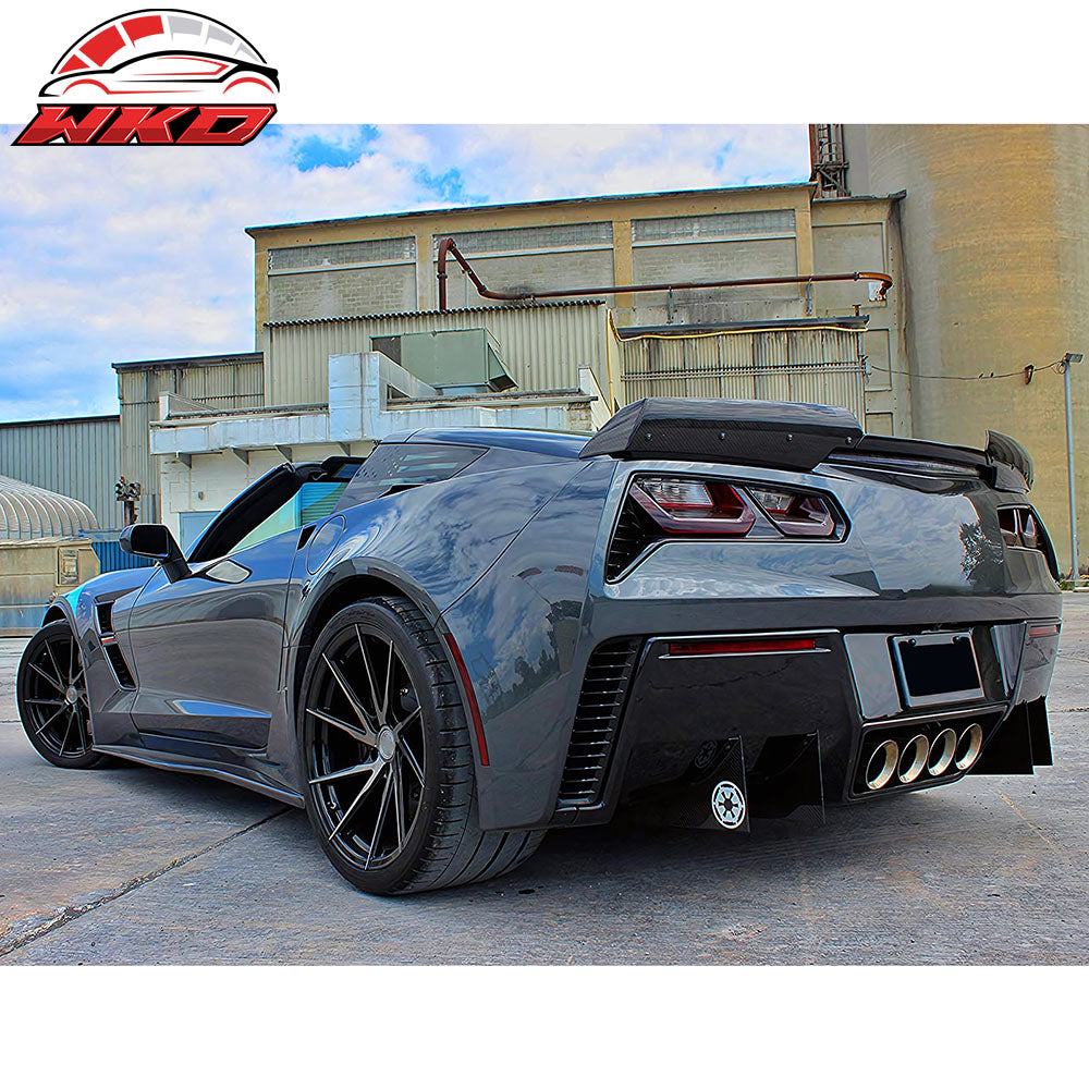 Fits 14-19 Chevy Corvette C7 Z07 Style Side Skirts Rocker Panel Lip Splitter PU