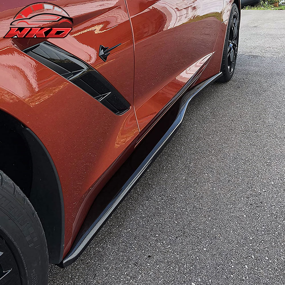 Fits 14-19 Chevy Corvette C7 Z07 Style Side Skirts Rocker Panel Lip Splitter PU