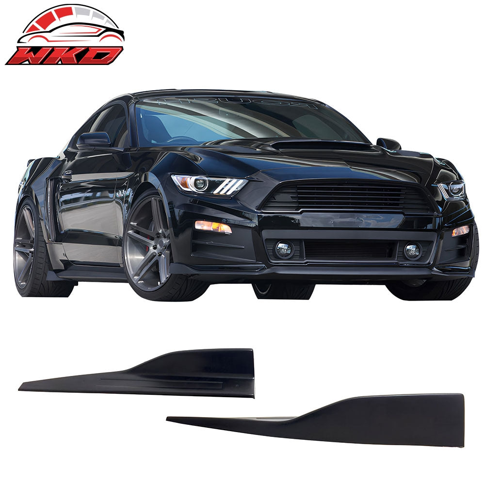 For 15-23 Ford Mustang ROU Style Side Skirts Extension Rocker Winglet Lip PU 2PC