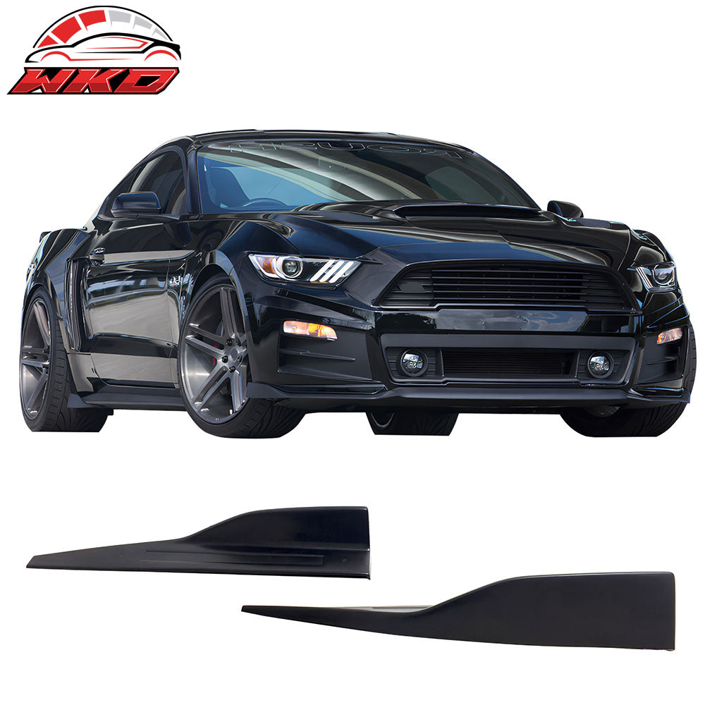For 15-23 Ford Mustang ROU Style Side Skirts Extension Rocker Winglet Lip PU 2PC