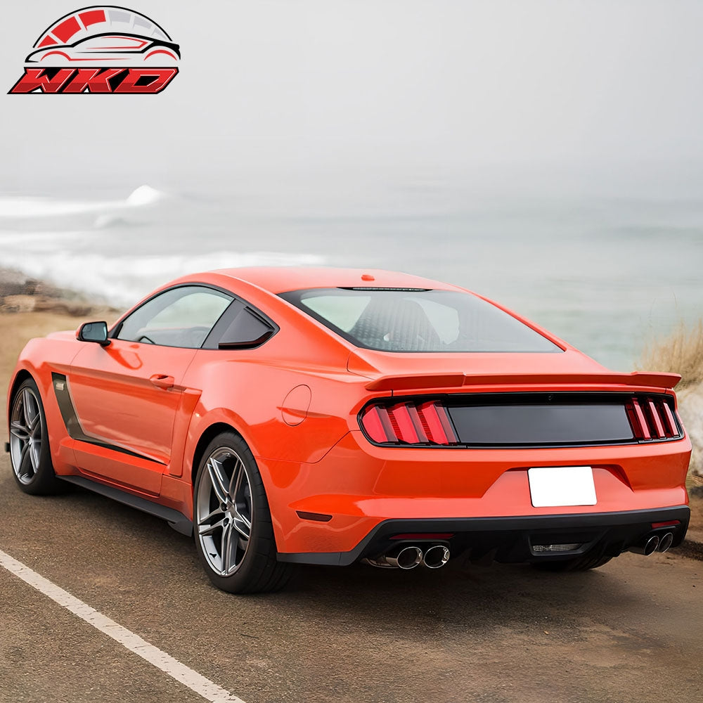 For 15-23 Ford Mustang ROU Style Side Skirts Extension Rocker Winglet Lip PU 2PC