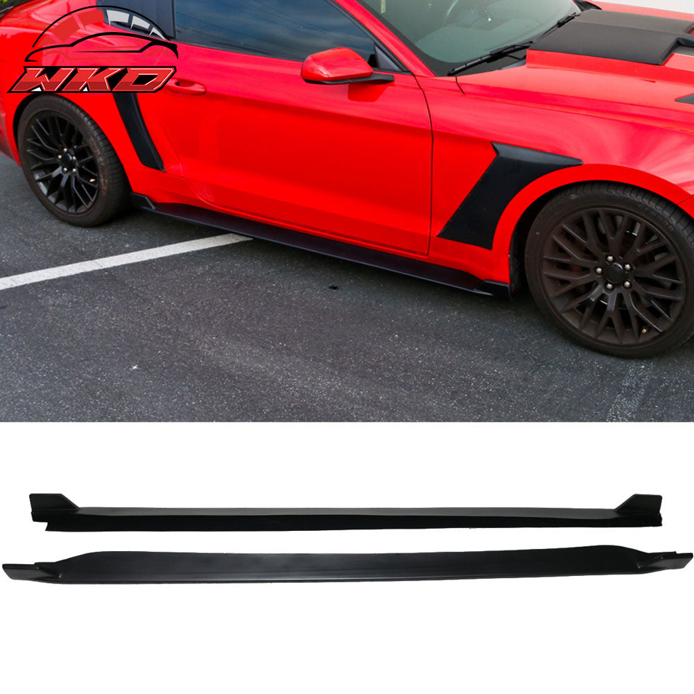 Fits 15-23 Mustang Side Skirts 2 Fin Style Rocker Panel Extension Side Skirts PP