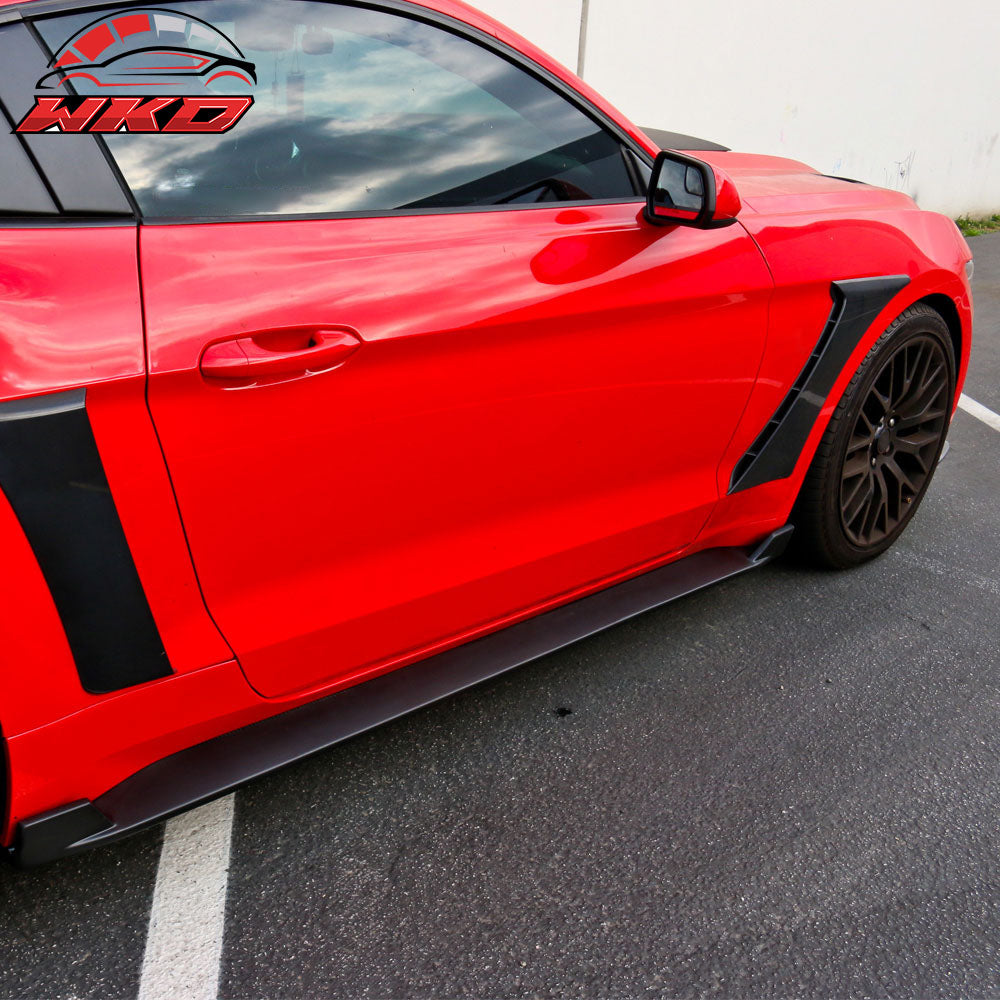 Fits 15-23 Mustang Side Skirts 2 Fin Style Rocker Panel Extension Side Skirts PP