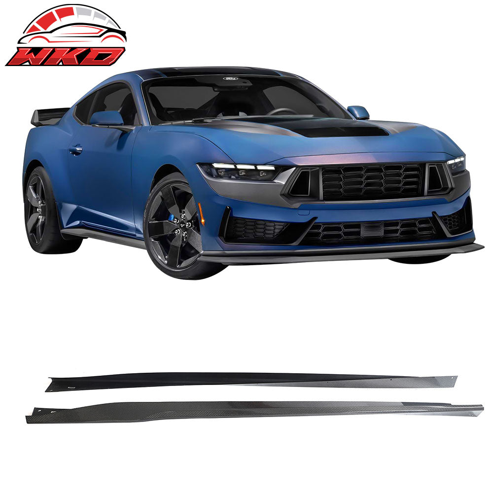 For 24-26 Ford Mustang OE Style Side Skirts Diffuser Panel Carbon Fiber Overlay