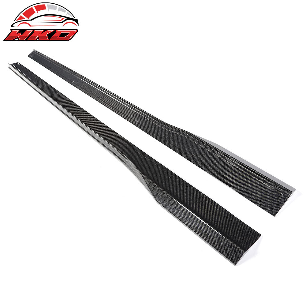 Fits 24-26 Ford Mustang R Style Carbon Fiber Side Skirts Extension Splitters CF