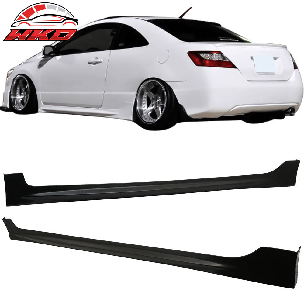 Fits 06-11 Honda Civic 2DR Mugen Style Side Skirt PU Rocker Panel Extension Pair