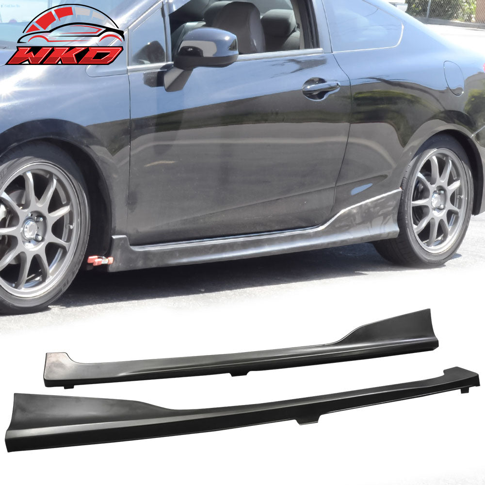 Fits 12-15 Honda Civic Coupe HF-P Style Side Skirt Extension Unpainted Black PU