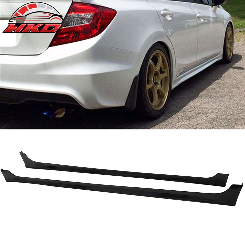 Fits 12-15 Honda Civic 9th 4Dr Mugen RR Style 2PCS Side Skirts Rocker Panels ABS