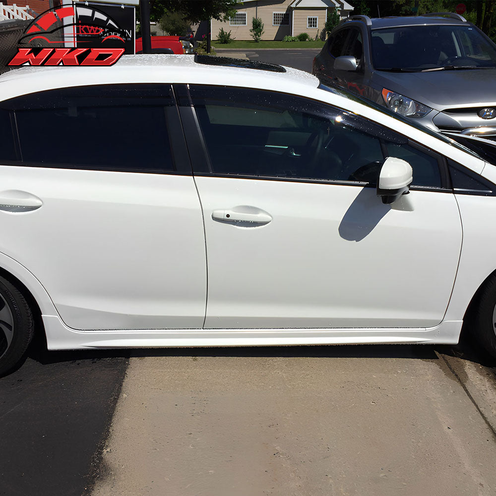 Fits 12-15 Civic Sedan JDM Mugen Side Skirt Rocker Splitters Diffuser Winglet PU