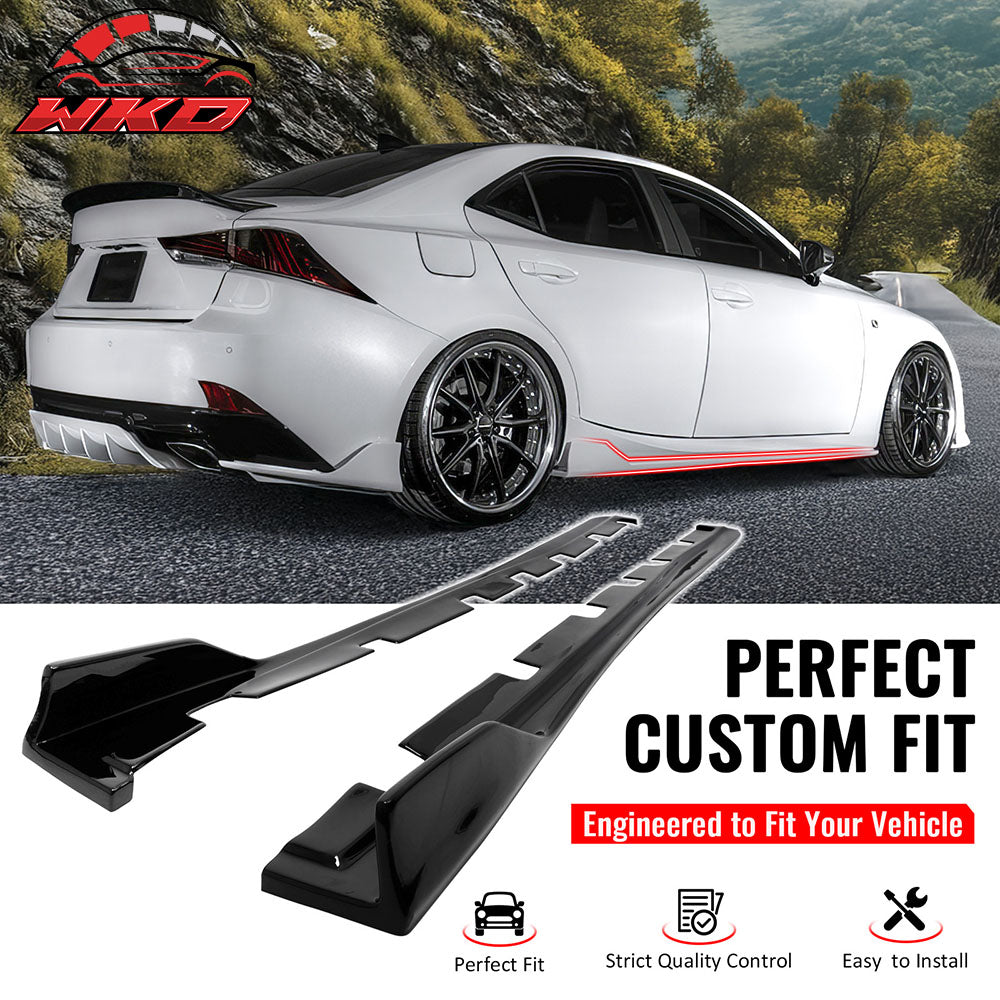 Fits 14-20 Lexus IS Sedan Artisan Style Side Skirts Extension Lip Gloss Black PP