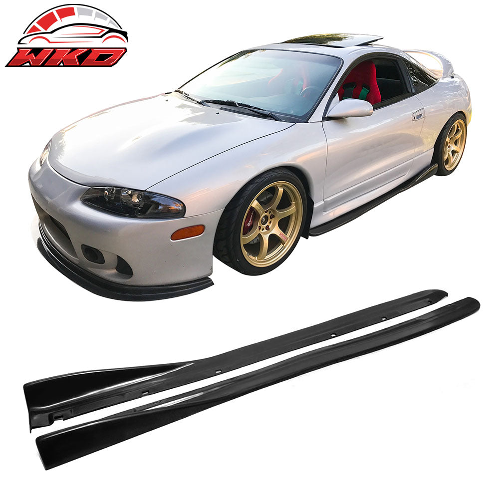 Fits 97-99 Mitsubishi Eclipse DSM CS Black Side Skirts Rocker Panel Extension PU