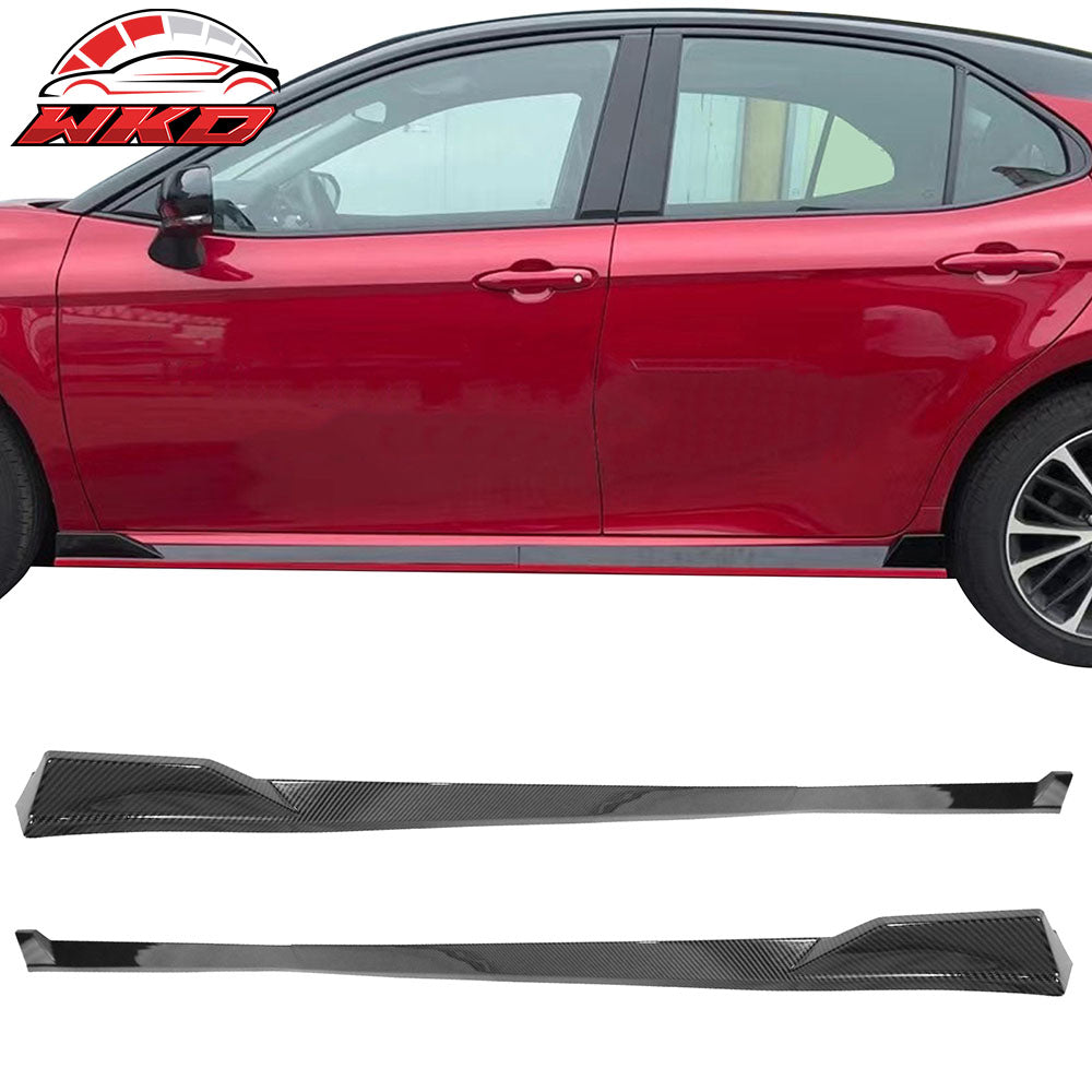 Fits 25-26 Toyota Camry SE XSE Side Skirts TRD Rocker Panel Carbon Fiber Print