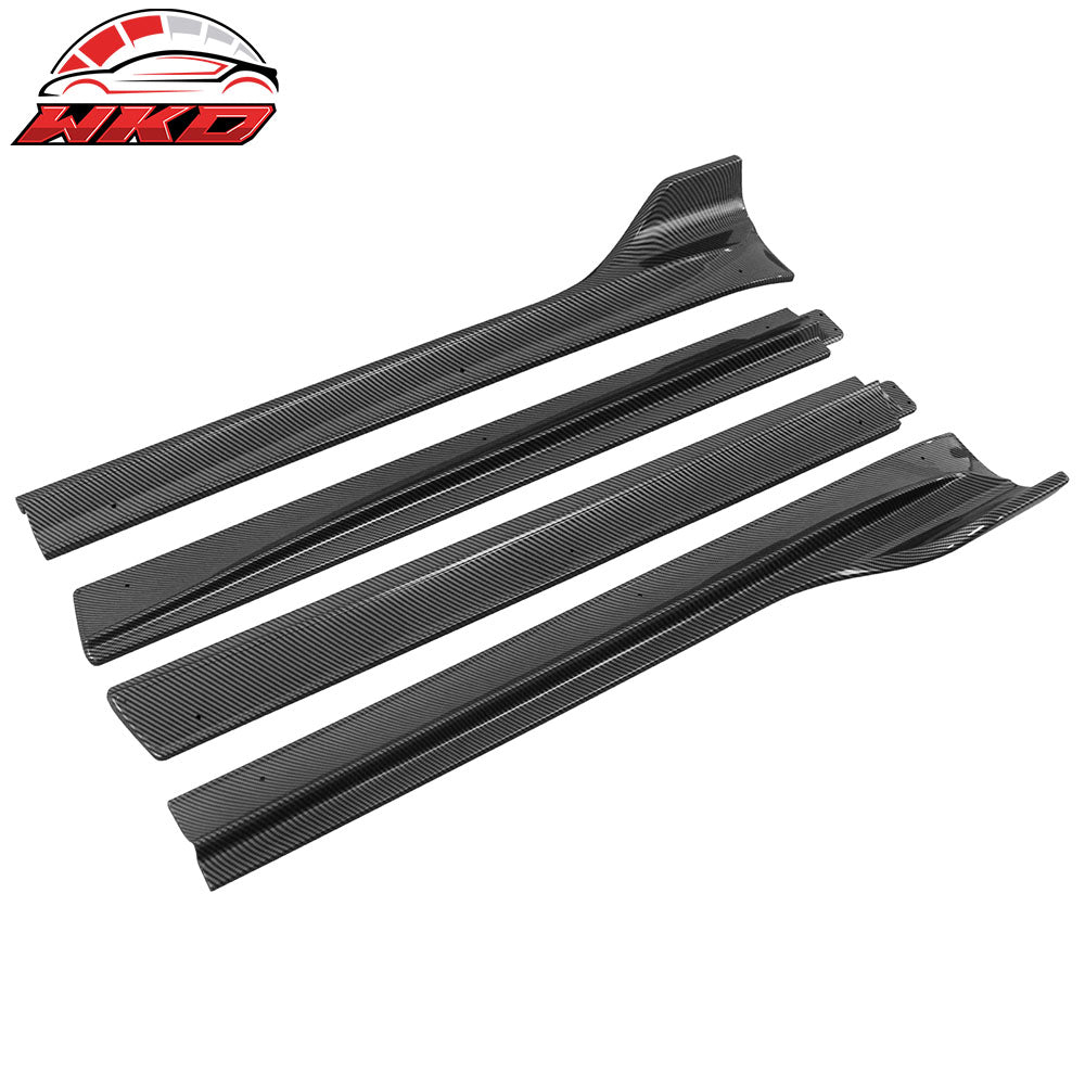 Fits 20-24 Tesla Model Y V3 Style Side Skirts Panel Gloss Carbon Fiber Print ABS