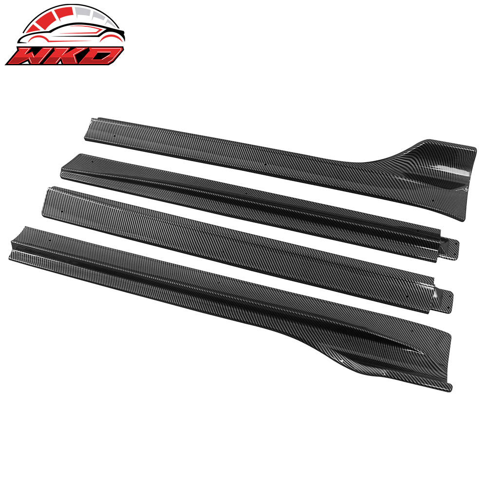Fits 20-24 Tesla Model Y V3 Style Side Skirts Panel Gloss Carbon Fiber Print ABS