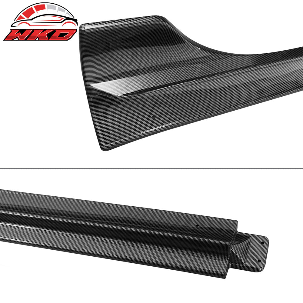 Fits 20-24 Tesla Model Y V3 Style Side Skirts Panel Gloss Carbon Fiber Print ABS