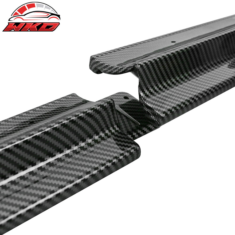 Fits 20-24 Tesla Model Y V3 Style Side Skirts Panel Gloss Carbon Fiber Print ABS