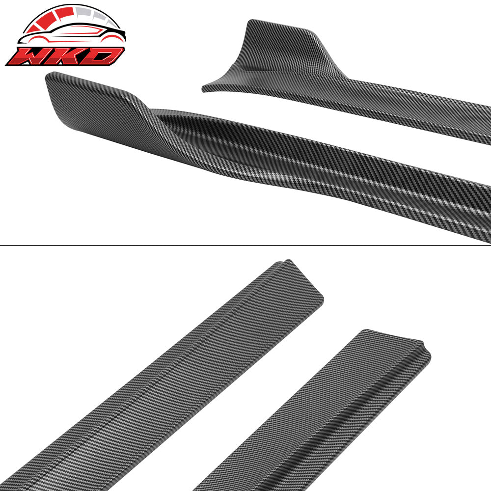 Fits 20-24 Tesla Model Y V3 Style Side Skirts Panel Matte Carbon Fiber Print ABS