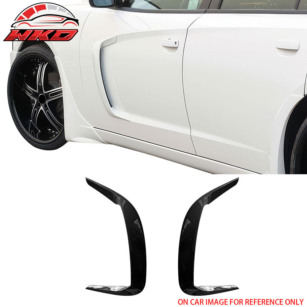 Fits 15-23 Dodge Charger IKON2 Style Side Fin Vents Cover Carbon Fiber Print ABS