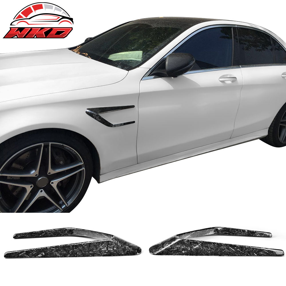 Fits 15-18 Bnez C-Class W205 Front + Rear Side Vents Spoiler Forged Carbon Fiber