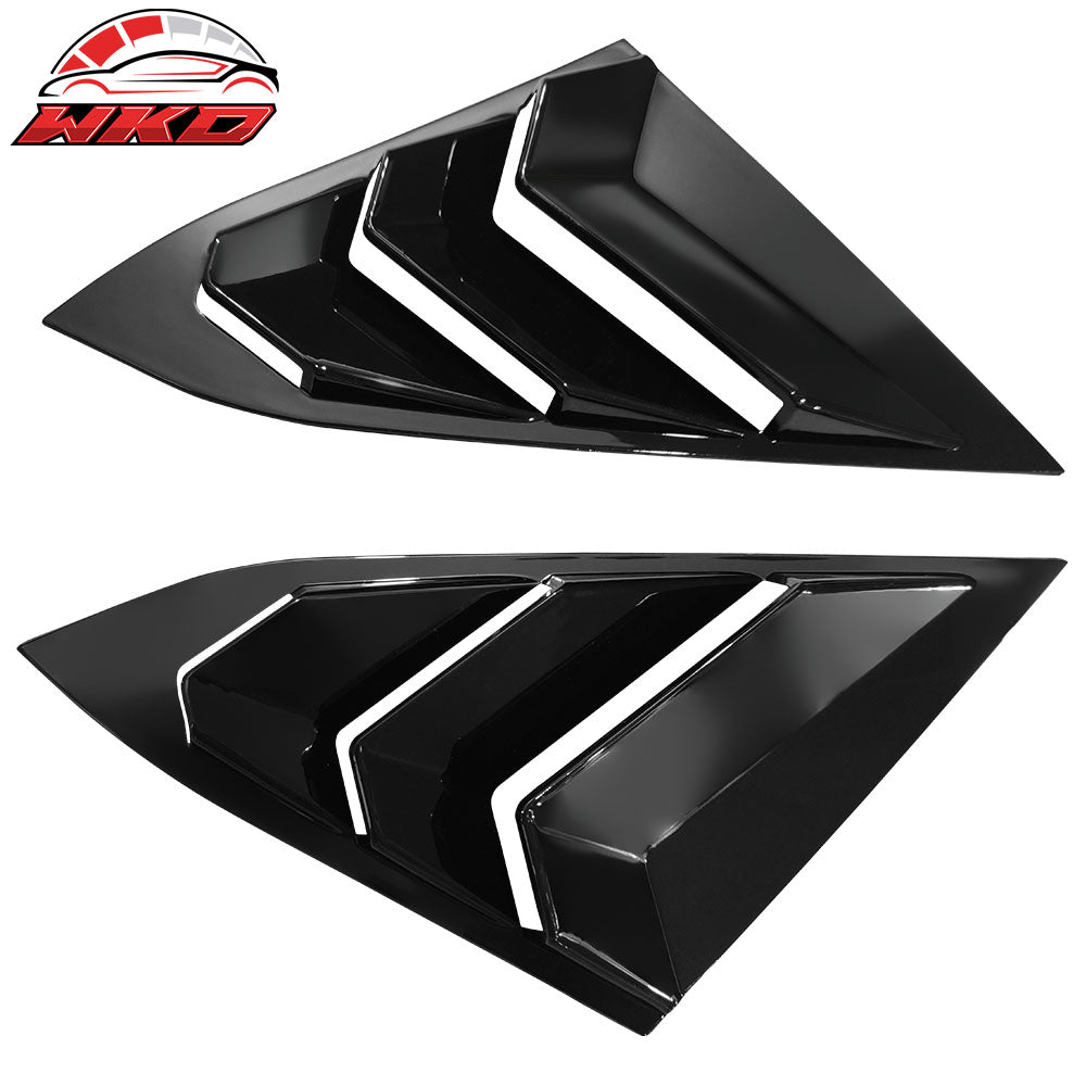Fits 16-21 Honda Civic Sedan Rear Side Window Louver Sun Rain Shade Gloss Black