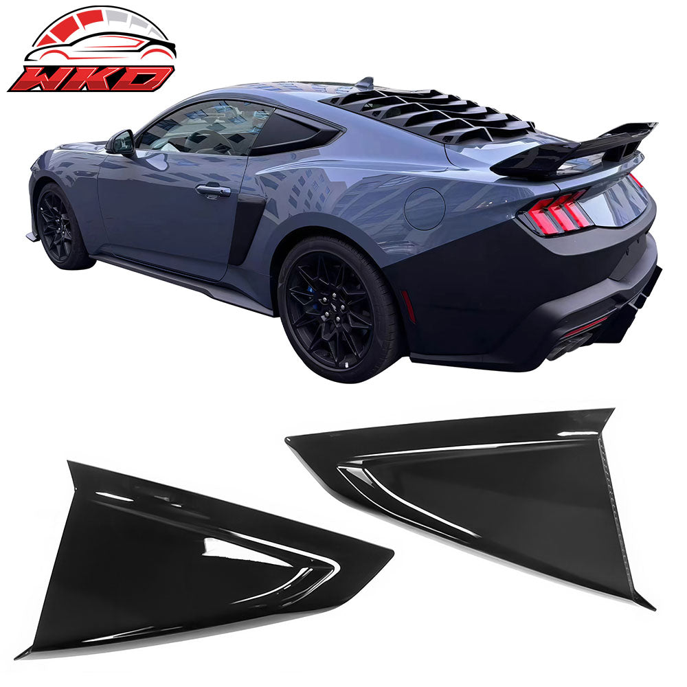 Fits 24-26 Ford Mustang Coupe V Style Side Window Louvers ABS 2PCS - Gloss Black