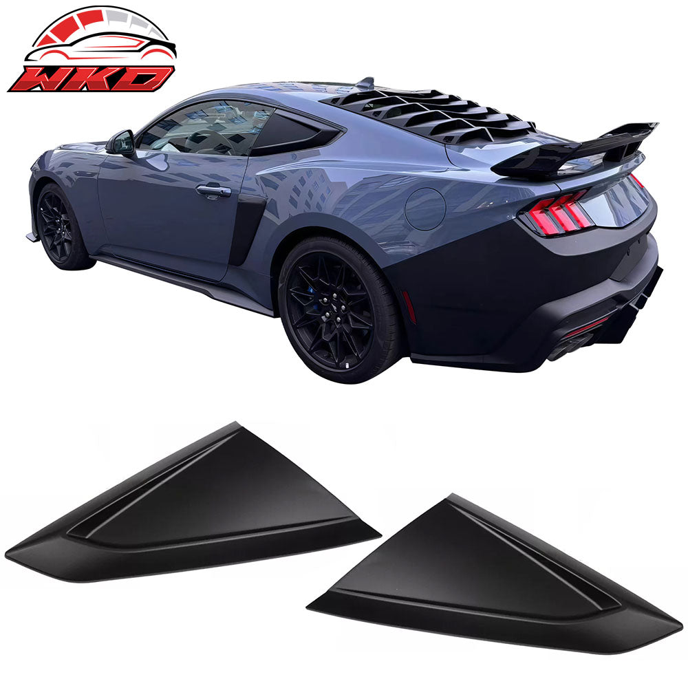 Fits 24-26 Ford Mustang Coupe V Style Side Window Louvers ABS 2PCS - Matte Black