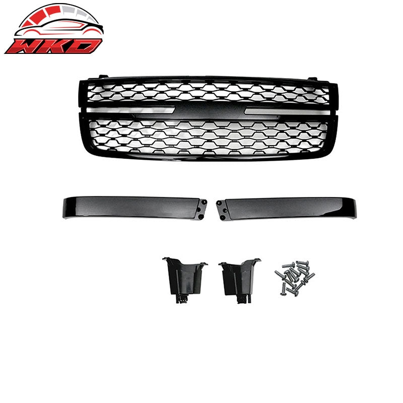 Fits 05-07 Silverado 1500 2500HD 3500 Front Bumper Hood Grille - Gloss Black