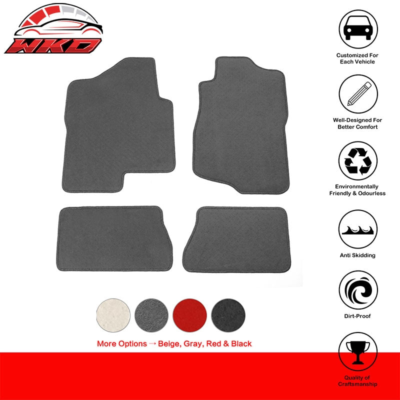 Fits 07-13 Silverado Sierra Crew Cab Tahoe Floor Mats Nylon Grey Carpets 4PC