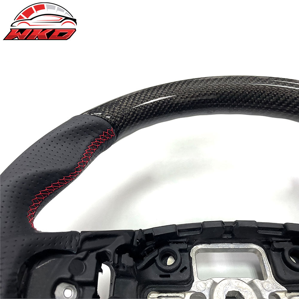For 20-24 Focus Escape Carbon Fiber Steering Wheel Perforated Leather Red Stitch